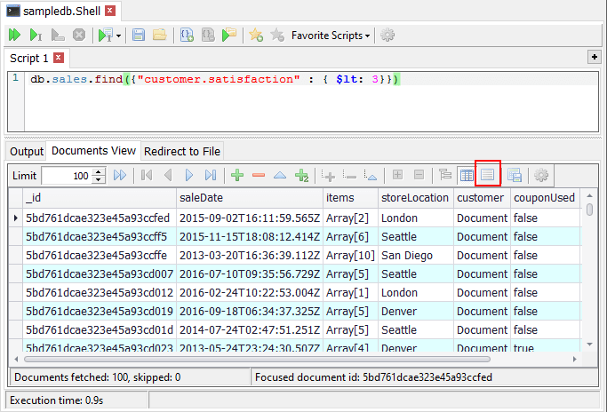 Shell: Table view mode